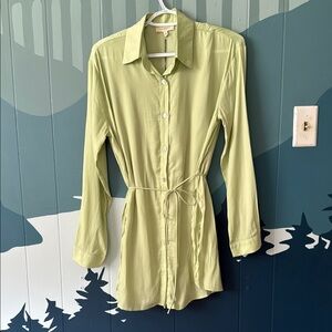 Light Green Button-Up Shirt Dress/Romper